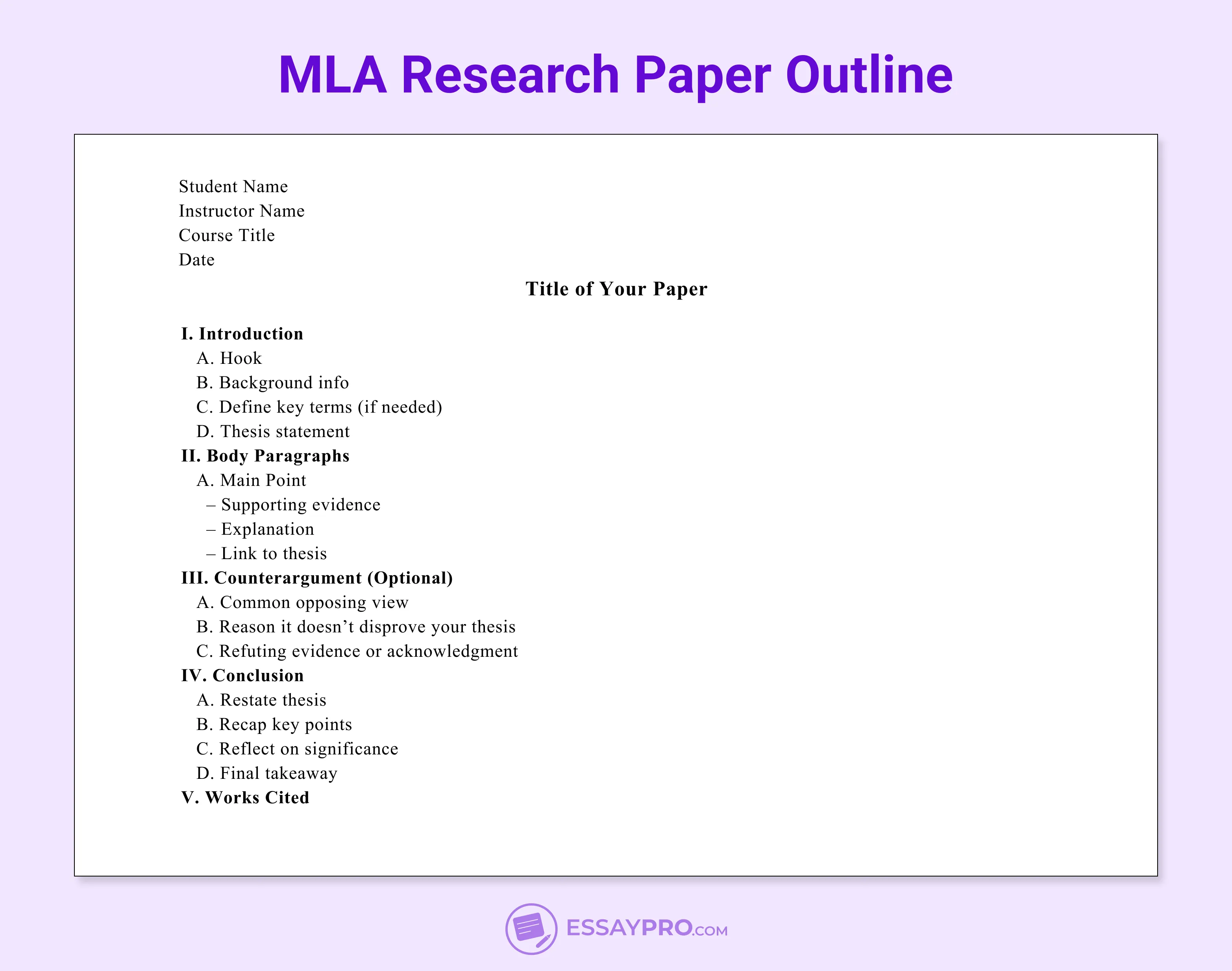MLA Research Paper Outline